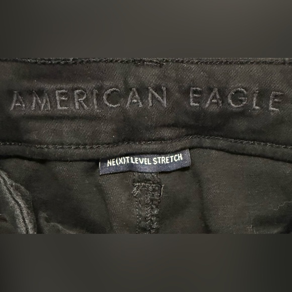 American Eagle Women’s Next Level Stretch Black Skinny Jeans Distressed Size 4 - Picture 4 of 6